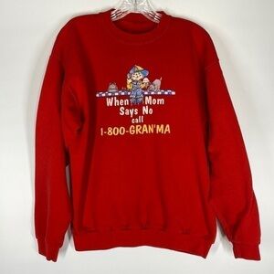 Vintage Santee Red Call Grandma Crewneck Sweatshirt 90s Large